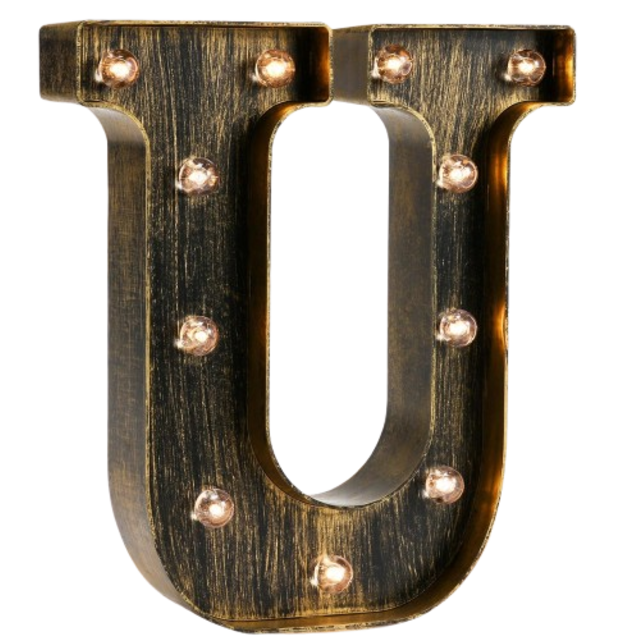 Golden Black LED Marquee Letter Light – Vintage Industrial Alphabet Light Sign for Home, Wedding & Party Decor